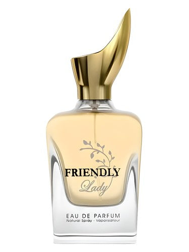 Fragrance World Friendly Lady perfume bottle, a white floral fragrance