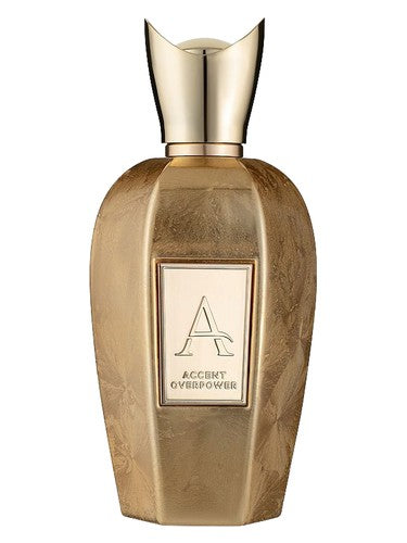 Fragrance World Accent Overpower perfume bottle, a woody fragrance