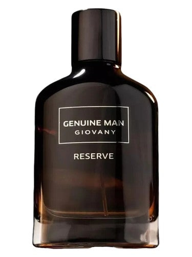 Fragrance World Genuine Man Giovany Reserve eau de parfum bottle, a woody fragrance