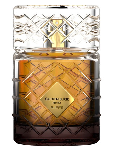 Riiffs Golden Elixir Reserve perfume bottle, a gourmand fragrance