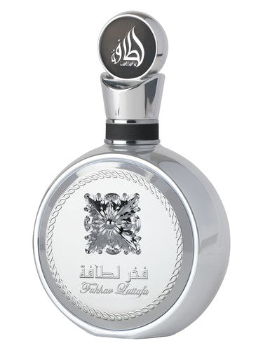 Lattafa Fakhar Platin eau de parfum bottle, a fresh fragrance