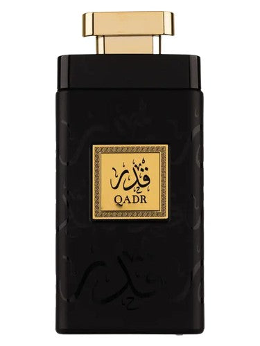 Fragrance World Qadr perfume bottle, a warm & amber fragrance
