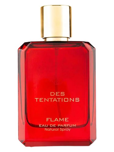 Fragrance World Des Tentations Flame eau de parfum bottle, a floral fragrance