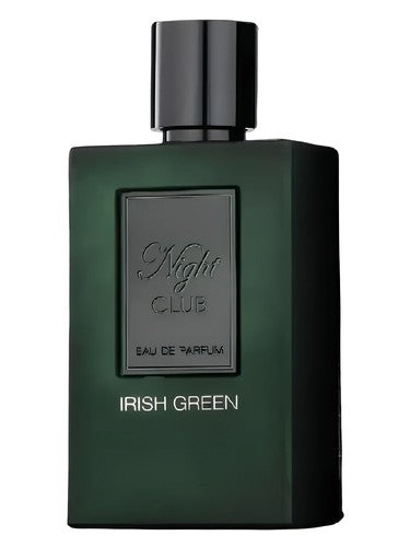 Fragrance World Night Club Irish Green eau de parfum bottle, a fresh fragrance
