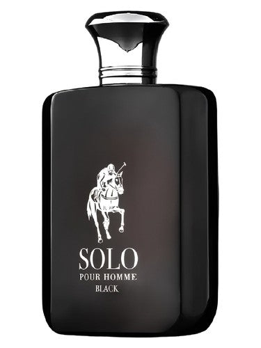 Fragrance World Solo Black perfume bottle, a woody fragrance