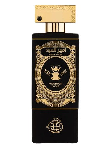 Fragrance World Ameer Al Oud Arabian Noir perfume bottle, a woody fragrance