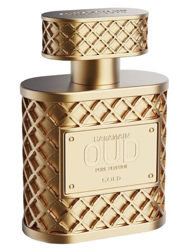 Al Haramain Oud Gold eau de parfum bottle, a leather fragrance