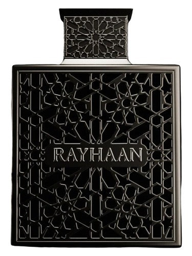 Rayhaan Obsidian eau de parfum bottle, a powdery fragrance