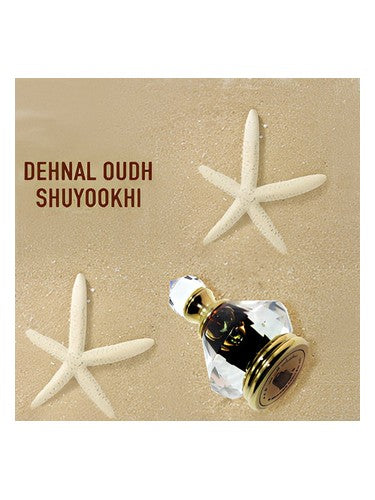 Al Haramain Dehnal Oudh Shuyookhistyl perfume bottle, a warm & amber fragrance