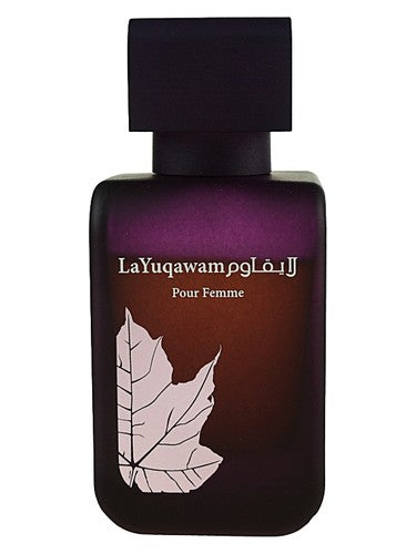 Rasasi La Yuqawam Femme eau de parfum bottle, a spicy fragrance