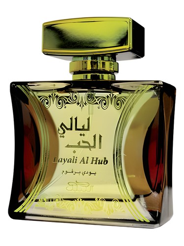 Nabeel Layali Al Hub perfume bottle, a woody fragrance