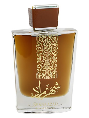 Lattafa Shahrazad perfume bottle, a gourmand fragrance