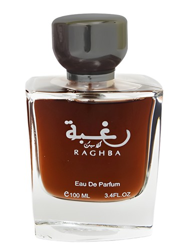 Lattafa Raghba Classic eau de parfum bottle, a warm & amber fragrance