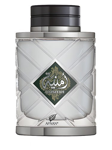 Afnan Omniya Silver perfume bottle, a woody fragrance