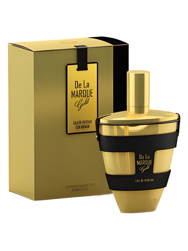 Armaf De La Marque Gold perfume bottle, a white floral fragrance