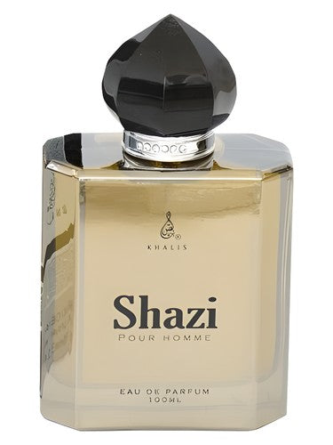 Khalis Shazi perfume bottle, a leather fragrance