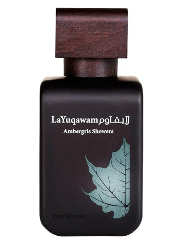 Rasasi La Yuqawam Ambergris Showers eau de parfum bottle, a green fragrance