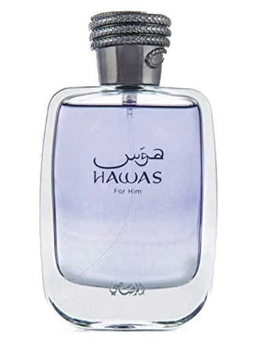 Rasasi Hawas for Him eau de parfum bottle, a fresh fragrance