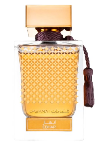 Rasasi Qasamat Ebhar eau de parfum bottle, a gourmand fragrance