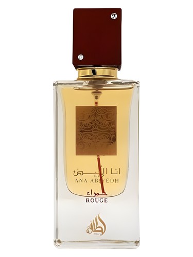 Lattafa Ana Abiyedh Rouge eau de parfum bottle, a gourmand fragrance