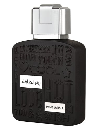 Lattafa Ramz Lattafa Silver eau de parfum bottle, a gourmand fragrance