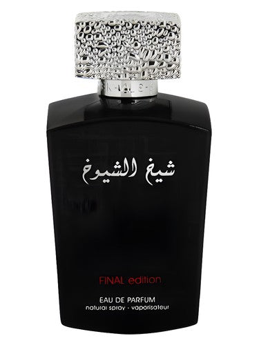 Lattafa Sheikh Shuyukh Final Edition eau de parfum bottle, a fresh fragrance