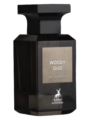Maison Alhambra Woody Oud eau de parfum bottle, a woody fragrance