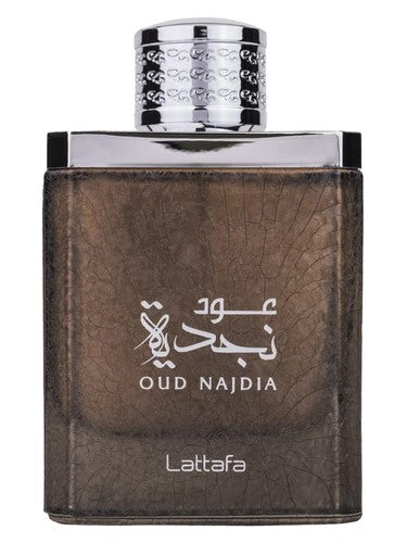 Lattafa Oud Najdia eau de parfum bottle, a fresh fragrance