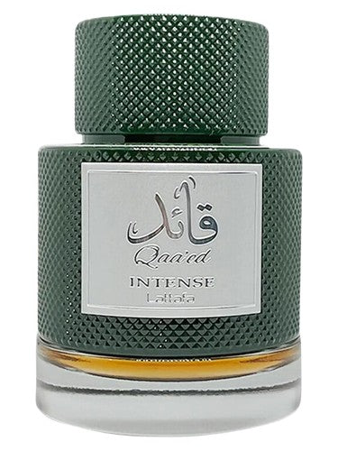 Lattafa Qaa'ed Intense eau de parfum bottle, a gourmand fragrance
