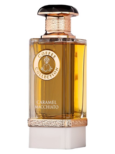 Fragrance World Caramel Macchiato eau de parfum bottle, a gourmand fragrance