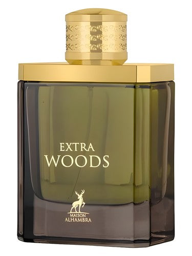 Maison Alhambra Extra Woods eau de parfum bottle, a woody fragrance