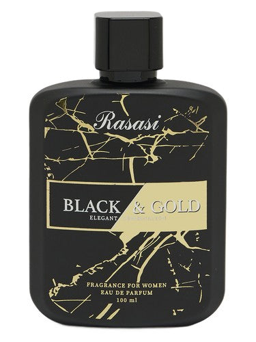 Rasasi Black & Gold Elegant Combination perfume bottle, a floral fragrance