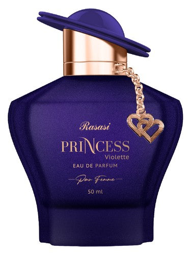 Rasasi Princess Violette perfume bottle, a white floral fragrance