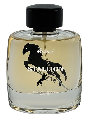 Rasasi Stallion perfume bottle, a warm & amber fragrance