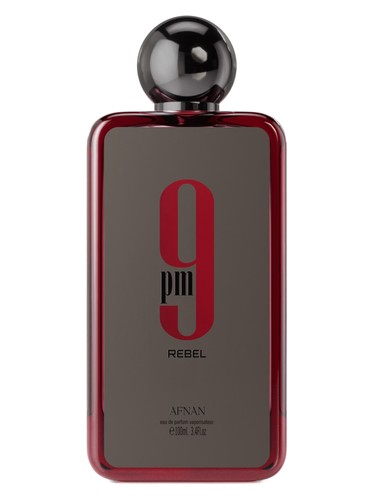 Afnan 9 PM Rebel eau de parfum bottle, a fruity fragrance