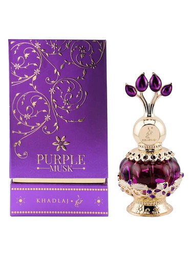 Khadlaj Purple Musk perfume bottle, a gourmand fragrance