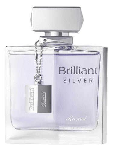Rasasi Brilliant Silver eau de parfum bottle, a gourmand fragrance