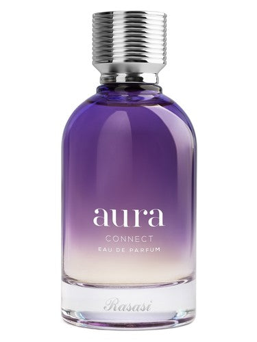 Rasasi Aura Connect perfume bottle, a warm & amber fragrance