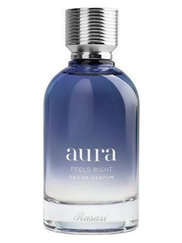 Rasasi Aura Feels Right perfume bottle, a warm & amber fragrance