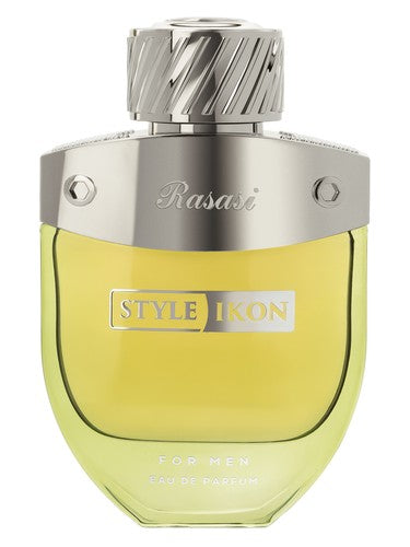 Rasasi Style Ikon eau de parfum bottle, a powdery fragrance