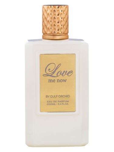 Gulf Orchid Love Me Now eau de parfum bottle, a powdery fragrance