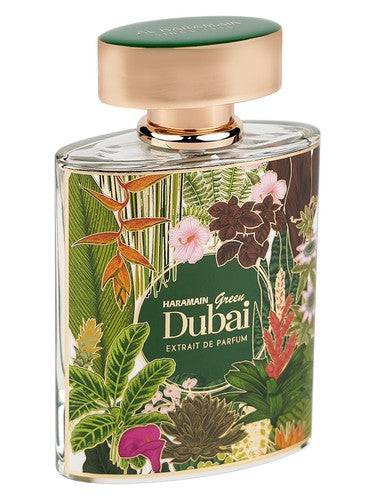 Al Haramain Green Dubai extrait de parfum bottle, a citrus fragrance