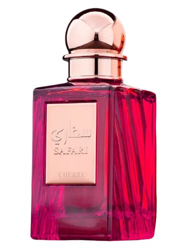 Fragrance World Safari Cherry perfume bottle, a warm & amber fragrance