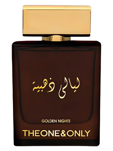 Fragrance World The One and Only Golden Nights perfume bottle, a woody fragrance