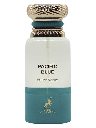Maison Alhambra Pacific Blue eau de parfum bottle, a fresh fragrance