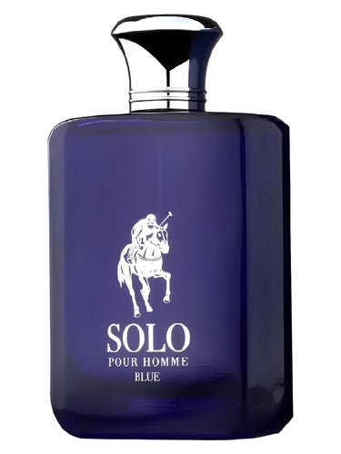 Fragrance World Solo Pour Homme Blue perfume bottle, a fresh fragrance