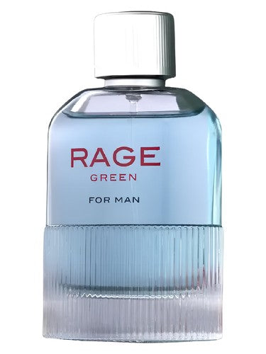 Fragrance World Rage Green perfume bottle, a woody fragrance