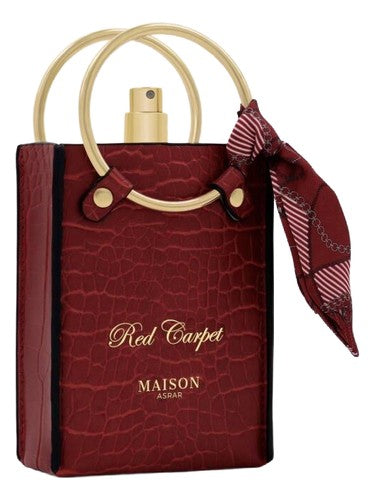 Maison Asrar Red Carpet perfume bottle, a fruity fragrance