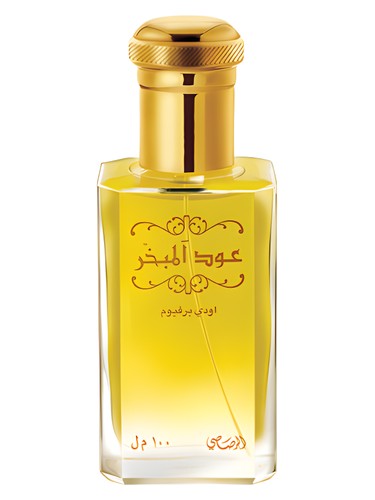 Rasasi Oud Al Mubakhar eau de parfum bottle, a warm & amber fragrance