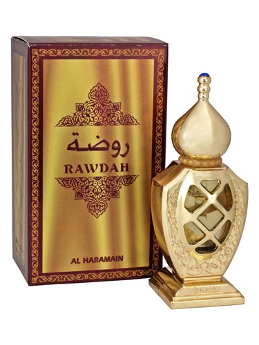 Al Haramain Rawdah perfume bottle, a citrus fragrance